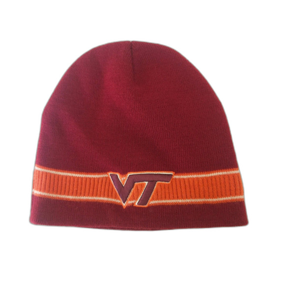 Virgina Tech Beanie VT Collegiate Licensed Maroon and Orange - Picture 2 of 7
